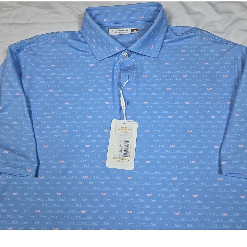 NEW HART SCHAFFNER MARX LUXURY PERFORMANCE POLO WITH BOAT DESIGN MENS SIZE XL